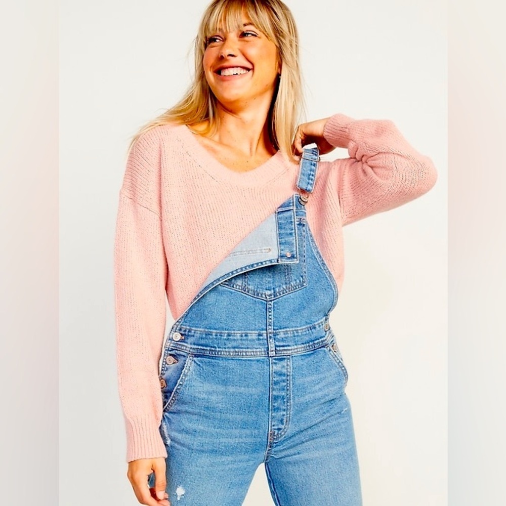 Old Navy Oversized Voop-neck Cotton Tunic Sweater, Size XXL (20), Peach